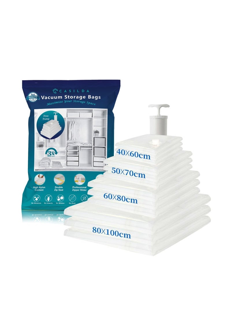Casilda Premium Vacuum Storage Bags with Free Hand Pump for Home, Travel For 80% more Space! – Set of 14 (Set C) - Image 1